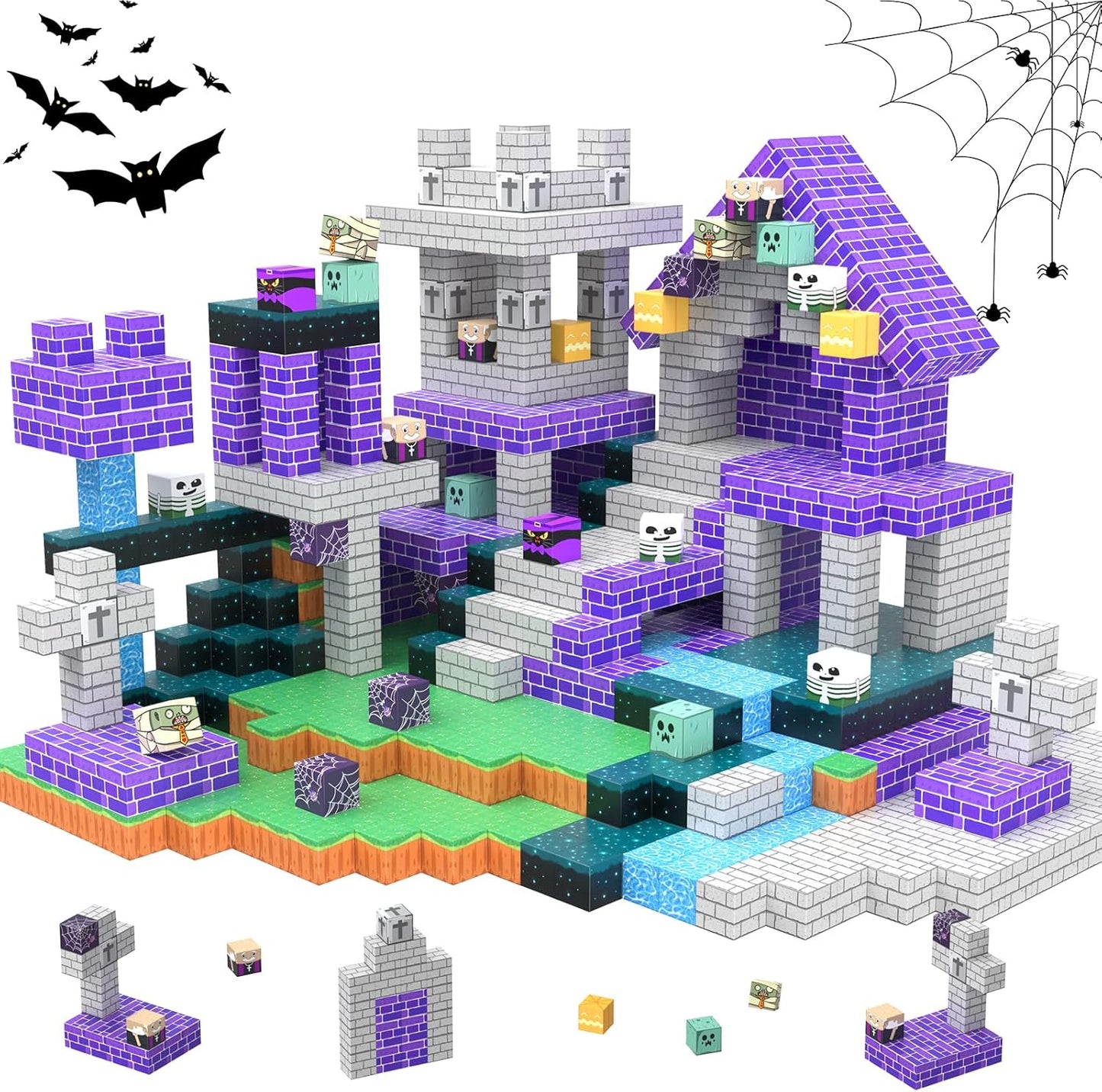 Magnetic Blocks 100 Pcs Building Toys Gifts Construction Toys for 3 4 5 6 7 8 Year Old Boys & Girls, STEM Montessori Sensory Creative Kids Toys Halloween Party Favors