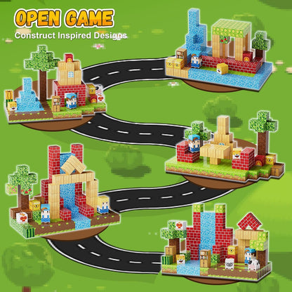 200PCS Magnetic Building Blocks Set, Magnetic Tiles Kids Build Cubes STEM Game Toys, Build Forest World Set, Christmas Birthday Gifts for Boys & Girls Age 3 4 5 6 7 8 9 10, 0.8 in Size