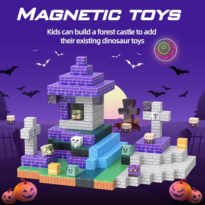 Magnetic Blocks 100 Pcs Building Toys Gifts Construction Toys for 3 4 5 6 7 8 Year Old Boys & Girls, STEM Montessori Sensory Creative Kids Toys Halloween Party Favors