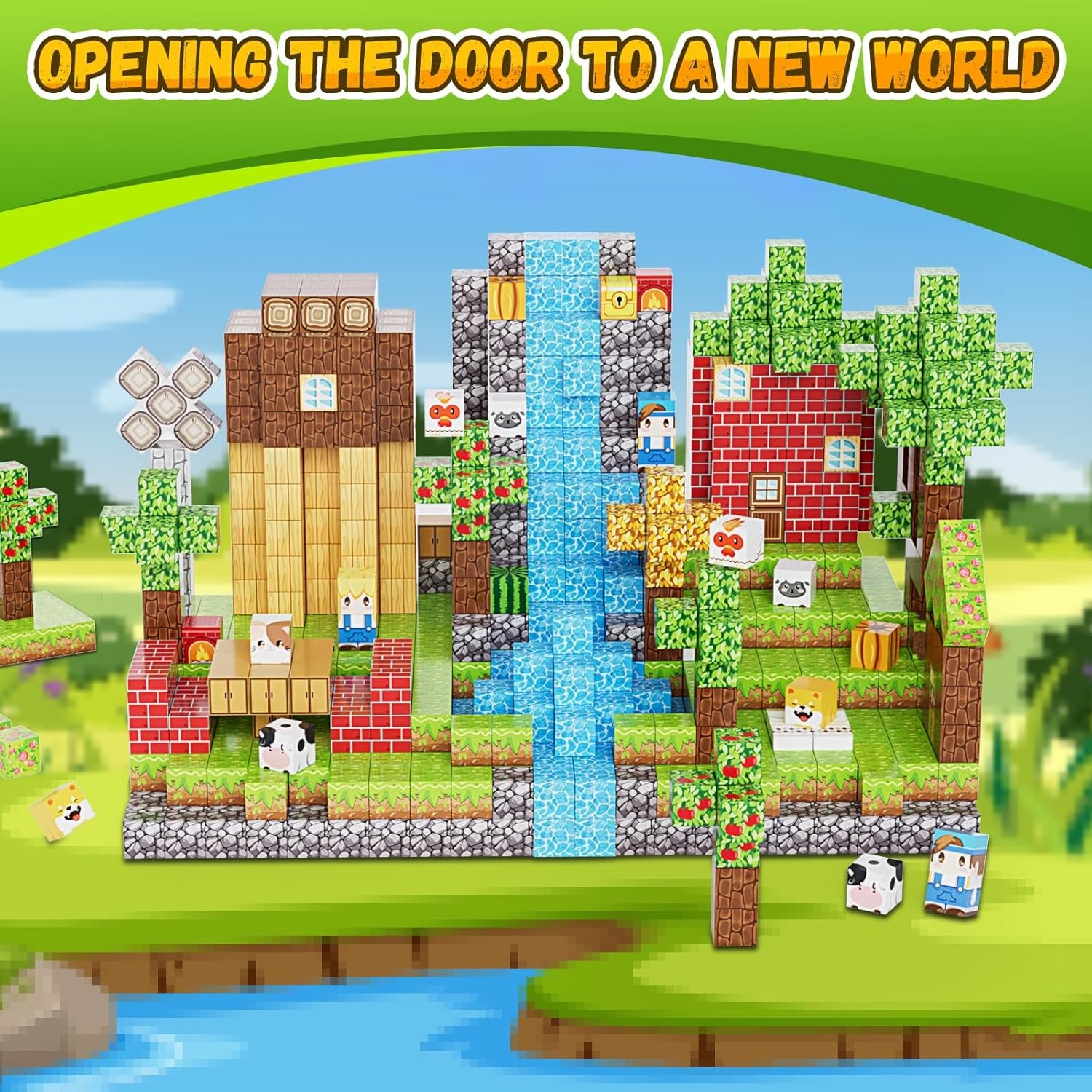 200PCS Magnetic Building Blocks Set, Magnetic Tiles Kids Build Cubes STEM Game Toys, Build Forest World Set, Christmas Birthday Gifts for Boys & Girls Age 3 4 5 6 7 8 9 10, 0.8 in Size