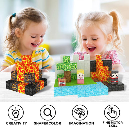 Magnetic Blocks, 100 PCS Building Blocks Set, Magnetic Tiles Building Toys for 3+ Year Old Boys & Girls, STEM Magnetic Building Blocks for Toddlers Kids