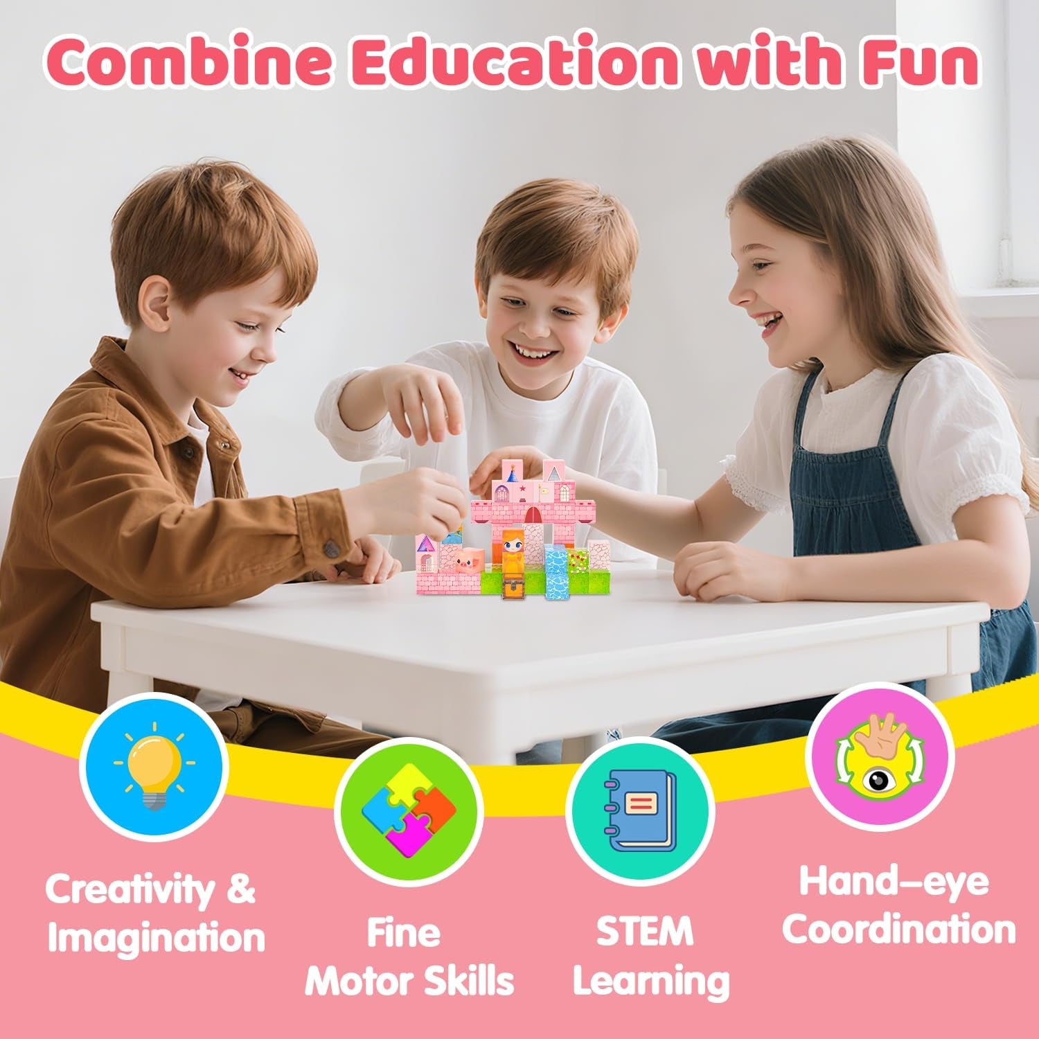 Magnetic Blocks Building Toys for Kids, 48 PCS Magnetic Blocks for Kids Ages 4-8, Magnet Cubes, STEM Sensory Toys for Boys & Girls, Christmas Birthday Gifts for Kid Ages 3+