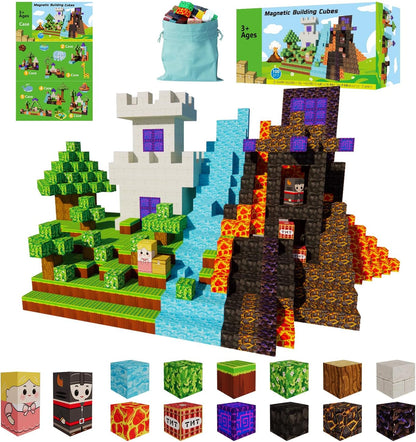 Magnetic Blocks, 100 PCS Building Blocks Set, Magnetic Tiles Building Toys for 3+ Year Old Boys & Girls, STEM Magnetic Building Blocks for Toddlers Kids
