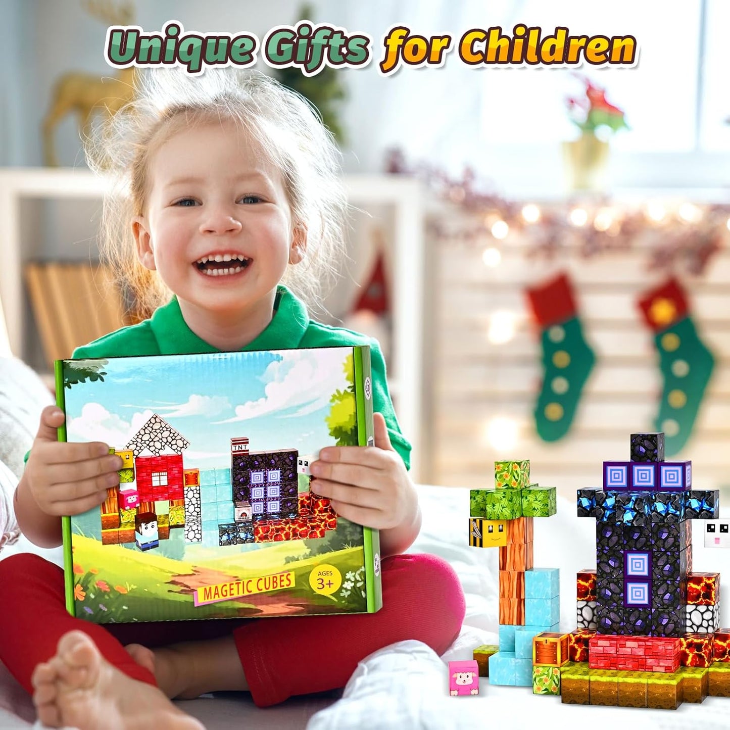 Magnetic Blocks-100Pcs Magnetic Building Cube Toys for Boys & Girls Age 3-4 4-5 6-8, STEM Montessori Sensory Toys for Toddlers Gifts for 3+ Years Old, Stacking Construction Easter Birthday Gifts