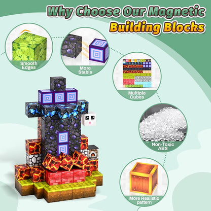 Magnetic Blocks-100Pcs Magnetic Building Cube Toys for Boys & Girls Age 3-4 4-5 6-8, STEM Montessori Sensory Toys for Toddlers Gifts for 3+ Years Old, Stacking Construction Easter Birthday Gifts