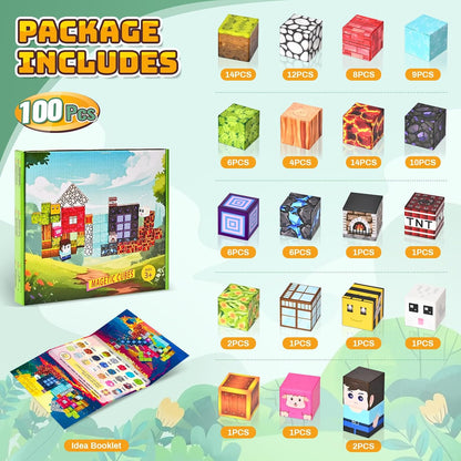Magnetic Blocks-100Pcs Magnetic Building Cube Toys for Boys & Girls Age 3-4 4-5 6-8, STEM Montessori Sensory Toys for Toddlers Gifts for 3+ Years Old, Stacking Construction Easter Birthday Gifts