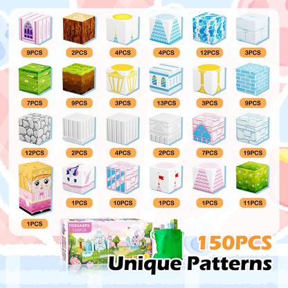 Magnetic Blocks, 150 PCS Magnetic Building Blocks Set, Castle Magnet Building Cubes, Magnet Tiles Stacking Toys for Kids, STEM Sensory Toys for Girls Boys 3 4 5 6+ Years Old, Birthday