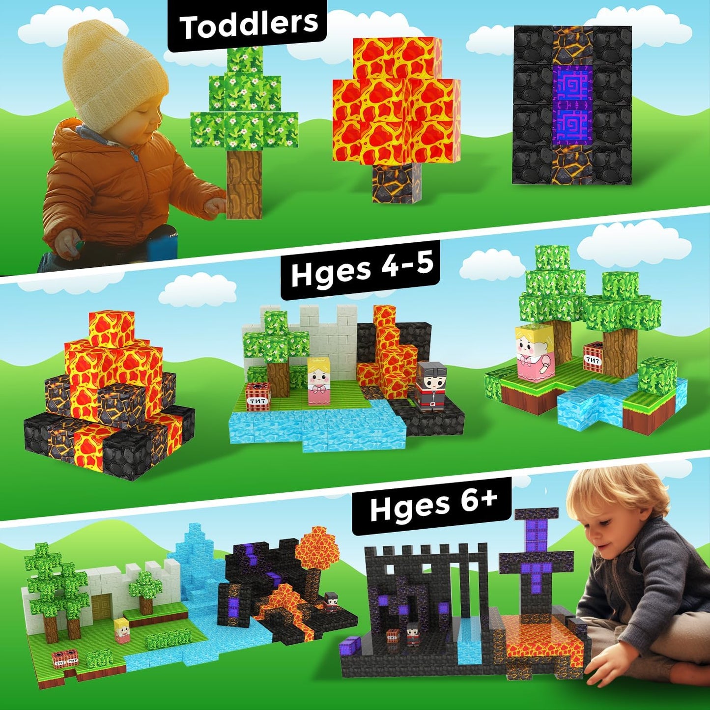 Magnetic Blocks, 100 PCS Building Blocks Set, Magnetic Tiles Building Toys for 3+ Year Old Boys & Girls, STEM Magnetic Building Blocks for Toddlers Kids